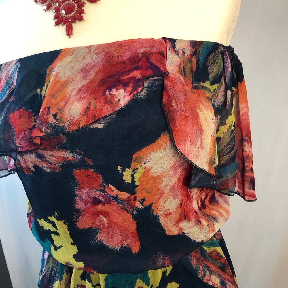 BOGO🖤 RUBBER DUCKY FLORAL STRAPLESS MAXI RUFFLE - Picture 3 of 8